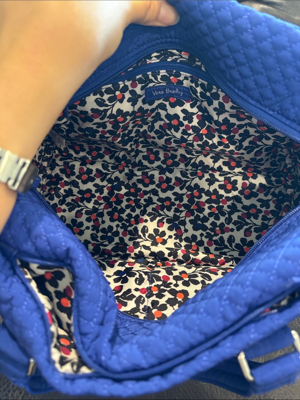 Vera Bradley Microfiber Gage Blue 100 Handbag - Picture 2 of 4